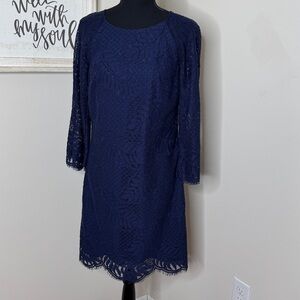 Lilly Pulitzer Rylee True Navy Lace Shift Dress Size 2